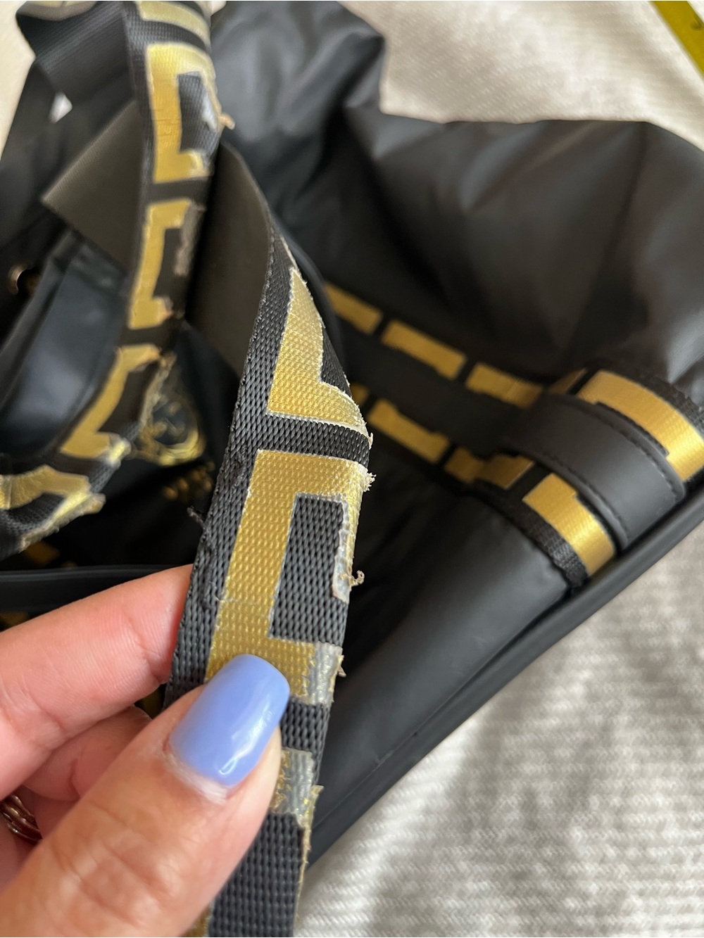 Versace Parfums Black Shoulder Bag Gold Medusa Logo Meandros Pattern Tote Bags - Picture 16 of 16